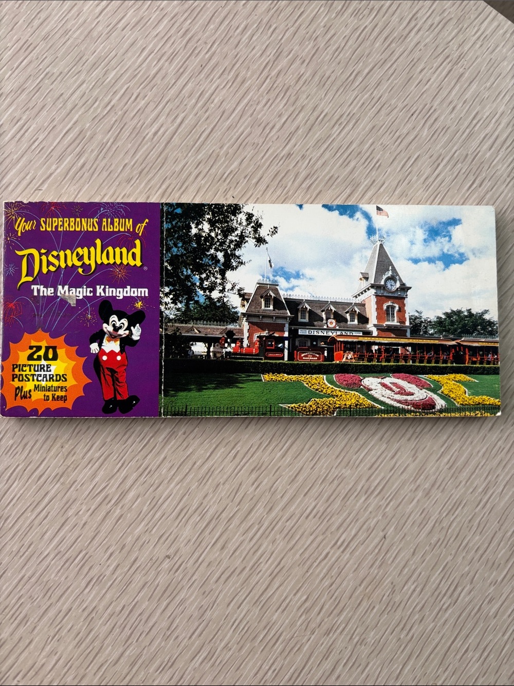 Disney Purple and Yellow Disneyland Magic Kingdom Postcard Album